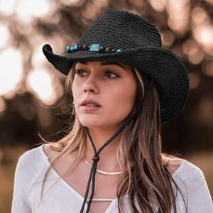 Vintage Straw Adjustable Cowboy Hat with flexible brim FREE SHIPPING!